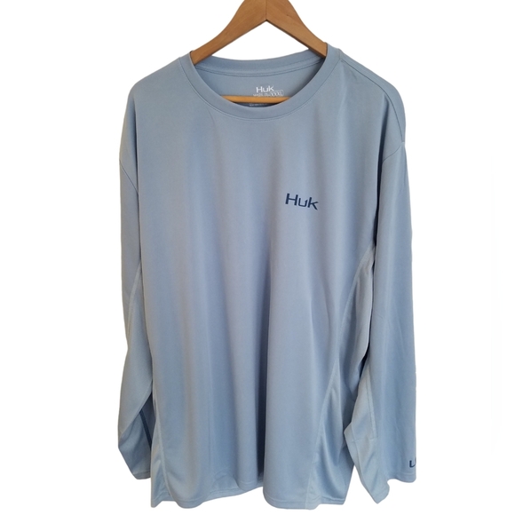NWT HUK Performance Fishing Long Sleeve Tshirt UPF Protect Size XXXL Light Blue - Picture 1 of 11